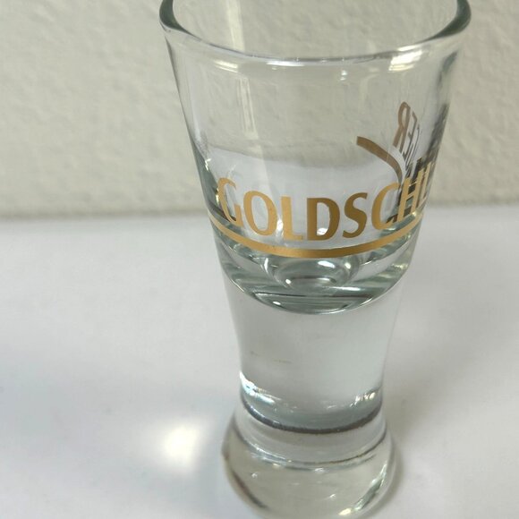 Goldschlager Shot Glass Heavy Curved Bottom Barware Logo - Picture 2 of 8